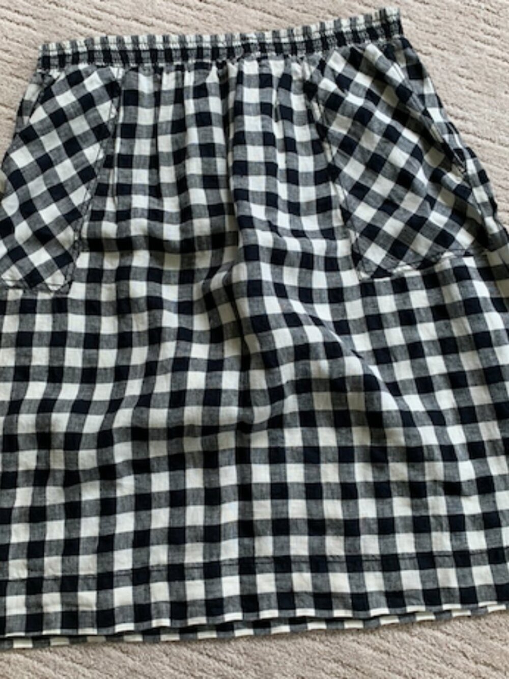 Caslon NWT Black & Cream Gingham Buffalo Plaid Elastic Waist Skirt Size L
